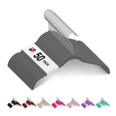 OSTO 50 Pack Premium Velvet Shirt Hangers, Non-Slip Standard Hangers with Notches, Thin/Space Saving 360 Degree Stainless Steel Hook