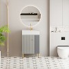 Bencmate Bathroom Storage Cabinets, Open-shelving Bathroom Vanity with Ceramic Sink and Soft-Closing Door, Cloakroom Open Shelf Storage Cabinet on the - 2 of 4