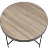 32.5" Weathered Round Coffee Table with Metal Trim and X Crossbar Support ¨C Industrial Style for Living Room - 4 of 4