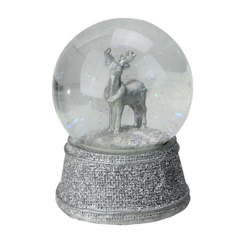 Northlight 5.5" Silver Glittered Reindeer Christmas Snow Globe, 2 of 4
