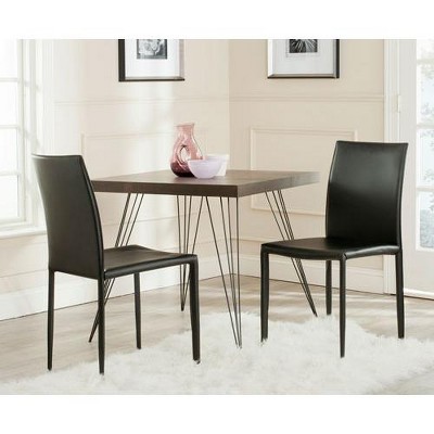 Karna Black Leather Upholstered Dining Side Chair Set