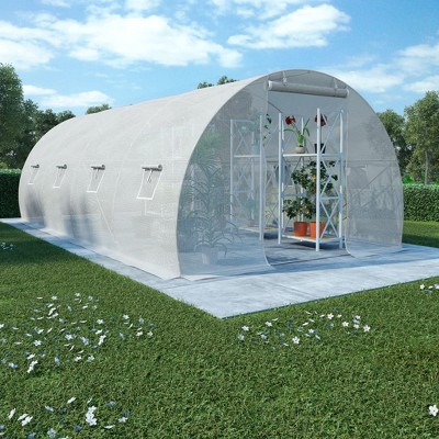 vidaXL Greenhouse White PE mesh fabric, galvanized steel 145.3ft²