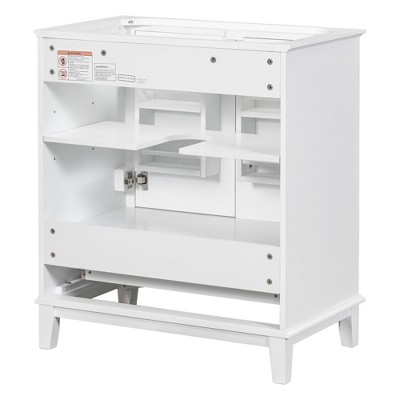 White MDF Freestanding Bathroom Vanity Base with Doors and Drawer, 29.5 inch