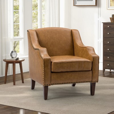 Moirai Contemporary And Classic Vegan Leather Armchair With Nailhead ...