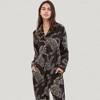 Anna-Kaci Lounge Women's Animal Print Woven Pajama Set with Button Front Long Sleeve Top and Relaxed Fit Pants - 3 of 4