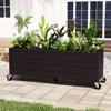 Costway 1/2 PCS Raised Garden Bed All-Weather PE Rattan Wicker Patio Planter Box with Wheels - 2 of 4