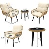 3-Piece Outdoor Rattan Patio Bistro Furniture Set, All-Weather Wicker Chairs & Coffee Table, Cushioned Conversation Set for Garden, Balcony, Backyard - 3 of 4