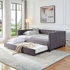NicBex Full Daybed with Trundle,Velvet Upholstered Full Size Day Bed with Twin Size Trundle Bed Day Bed Frame with Button and Copper Nail - 2 of 4