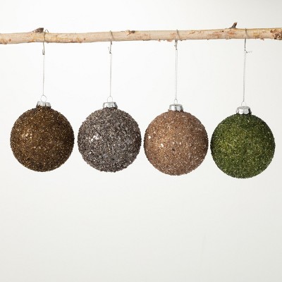 Encrusted Ball Ornament Multicolor 4h Glass Set Of 4 : Target