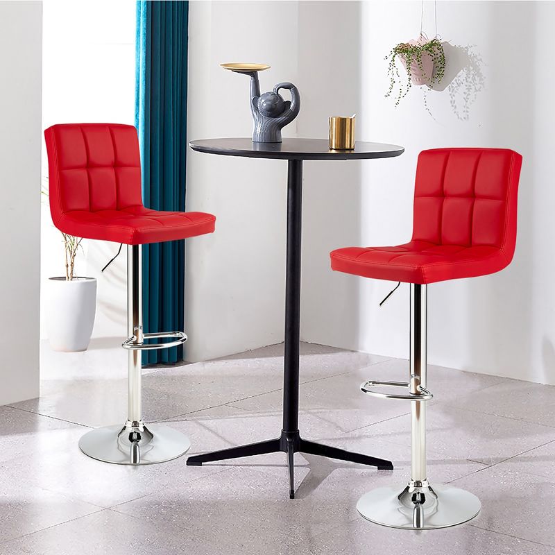 Costway Set of 2 Adjustable Bar Stools PU Leather Swivel Kitchen Counter Pub Chair, 2 of 11
