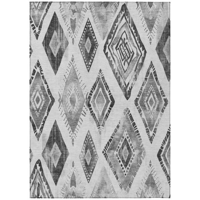 HomeRoots 3' X 5' Gray And Silver Aztec Washable Indoor Outdoor Area Rug