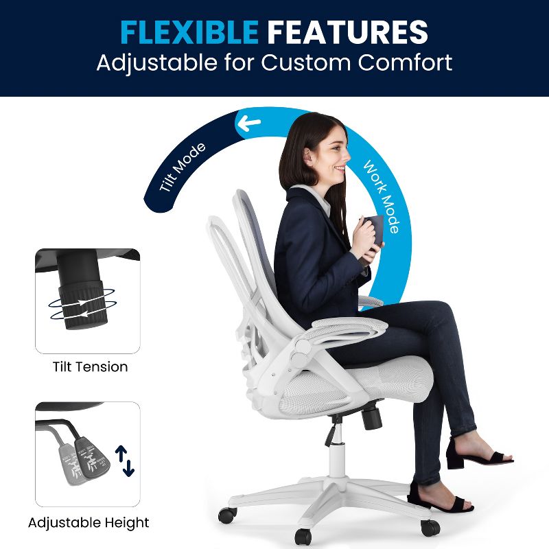 Flash Furniture High Back Mesh Ergonomic Swivel Office Chair with Flip-up Arms, 5 of 18