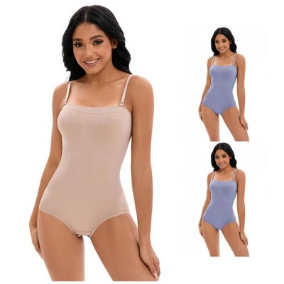 INSPIRE CHIC 3 Pcs Women's Cami Convertible Straps Slimming Waisted Button Bottom Butt Lifter Body Shapers