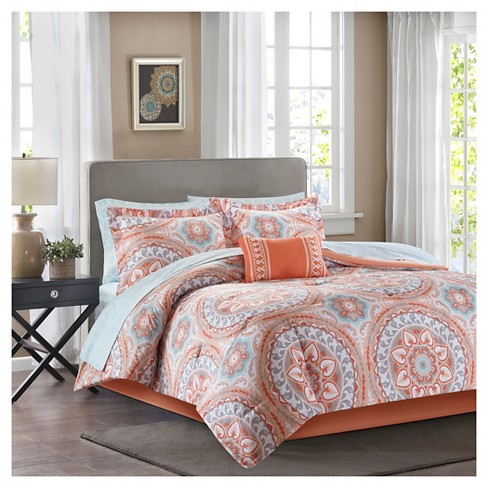coral colored bedding sets