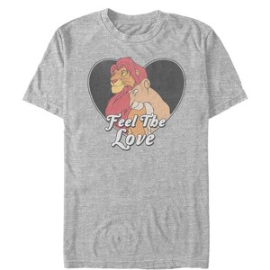 Men's Lion King Simba and Nala Valentine Feel the Love T-Shirt - 1 of 4