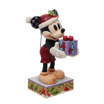 Jim Shore Mickey Mouse Santa Figurine with Gift, 6-Inch Resin