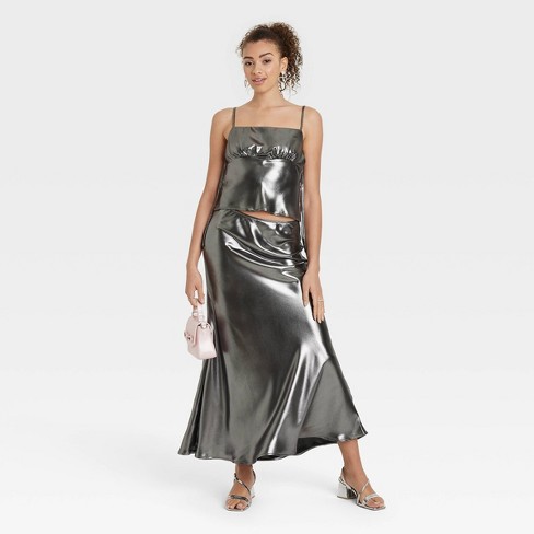 Satin silver top online