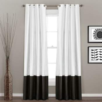 Home Boutique Prima Window Curtain Panels Black/White 54X108 Set