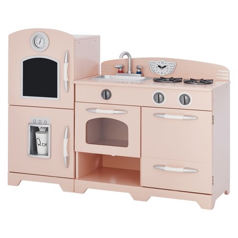 Pink Wooden Toy Kitchen With Fridge By Teamson Kids Play Kitchen Td