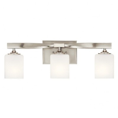 Champagne Finish 3-Light Vanity with Satin Etched Glass
