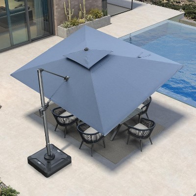 PURPLE LEAF Outdoor Cantilever Umbrellas with Base Large Patio Umbrella Offset Umbrella 360 Degree Rotation