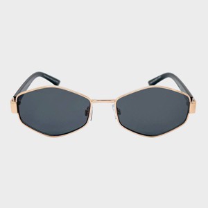 Oval Metal Plastic Combination Sunglasses - Wild Fable™ Gold: Adjustable Nose Pads, Maximum UV Protection, Recycled Metal Frame - 1 of 2