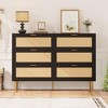 Rattan 6-Drawer Dresser | Modern Wooden Chest with Metal Legs & Gold Handles | Large Wide Storage for Bedroom & Living Room - 4 of 4