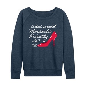 Women's - The Devil Wears Prada - What Would Miranda Do Lightweight French Terry Wide Neck Long Sleeve Shirt - 1 of 4