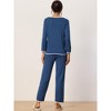 cheibear Women's Long Sleeve Pullover Top with Pants Sleepwear Pajama Sets - 3 of 4