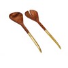 Classic Touch S/2 Wooden Salad Servers with Gold Handle - 2 of 4