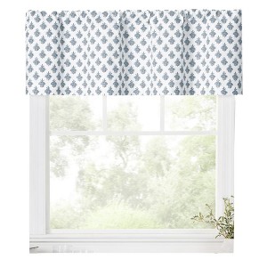 Ellis Curtain Manchester 3" Rod Pocket 100% Cotton Machine Wash and Dry Scallop Valance Lined 50" x 16" Blue - 1 of 4