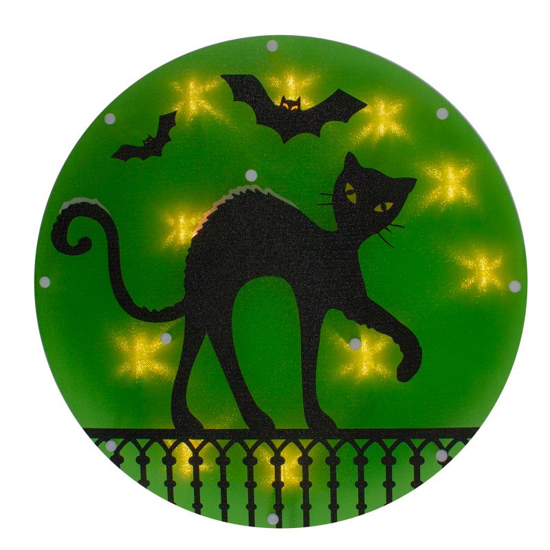 Northlight 13.75" Lighted Black Cat Halloween Window Silhouette Decoration, 1 of 5