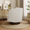 LuxenHome Upholstered White Club Swivel Chair with Dark Brown Base - 4 of 4