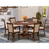 HomeStock 7-Piece Round Natural Oak Finish Solid Wood Top Dining Table with 6-Parson Chairs - 2 of 4