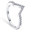 Pompeii3 1/5Ct V Shape Curved Lab Created Diamond Wedding Ring 10k White Gold - 2 of 4