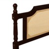 DOMETOUR King Pine wooden Bed with Rattan Headboard  and Footboard, with  Central Enhanced Bed Platform ,Espresso - 4 of 4
