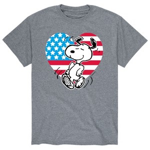 Men's - Peanuts - Snoopy USA Flag Heart Short Sleeve Graphic T-Shirt - 1 of 4