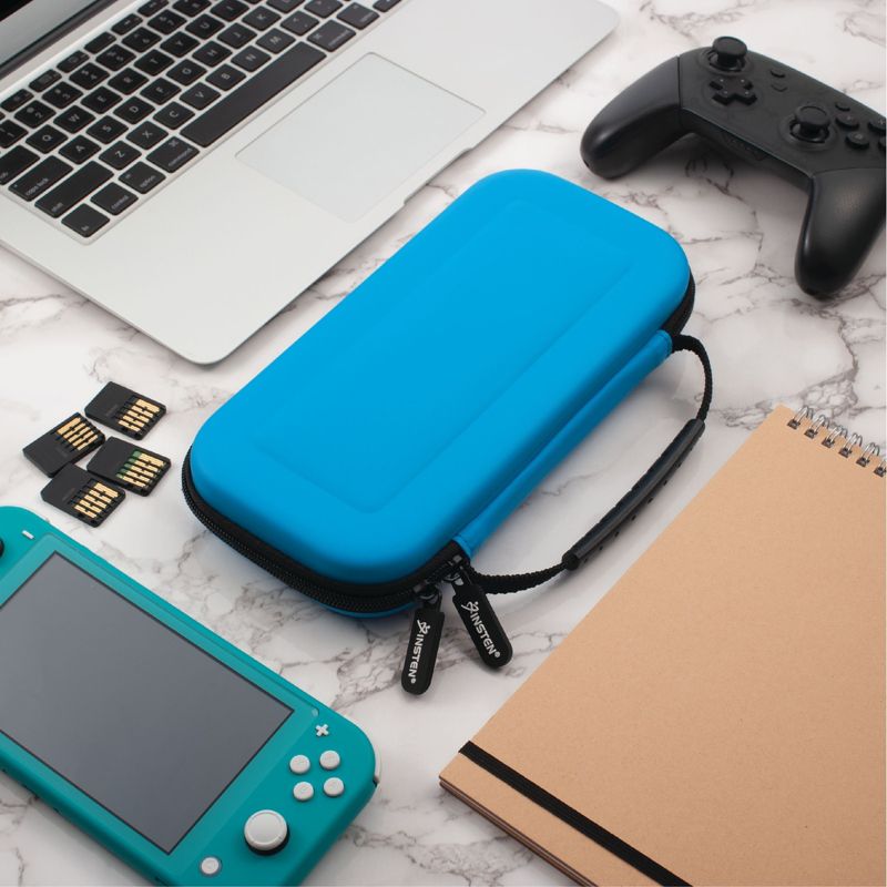 Insten Raised Carrying Case with 10 Game Slots Holder for Nintendo Switch Lite - Portable & Protective Travel Cover Accessories, Blue, 2 of 10