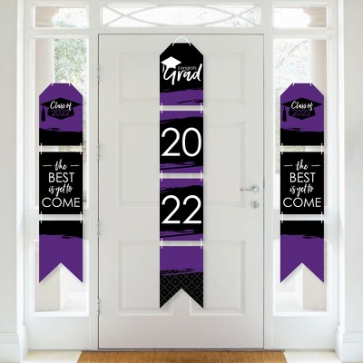 Big Dot of Happiness Purple Grad - Best is Yet to Come - Hanging Vertical Paper Door Banners - 2022 Grad Party Wall Decor Kit- Indoor Door Decor