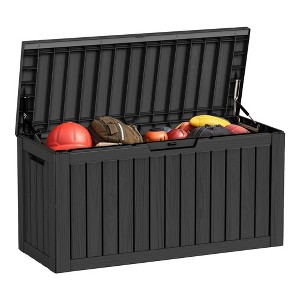 Infurnic Deck Boxes, Waterproof Deck Box with Large Storage Capacity for Patio Furniture, Garden Tools, All Weather Use, Black, 46"*18.7"*23" - 1 of 4