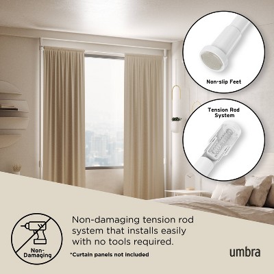 White Adjustable Tension Curtain Rod and Room Divider
