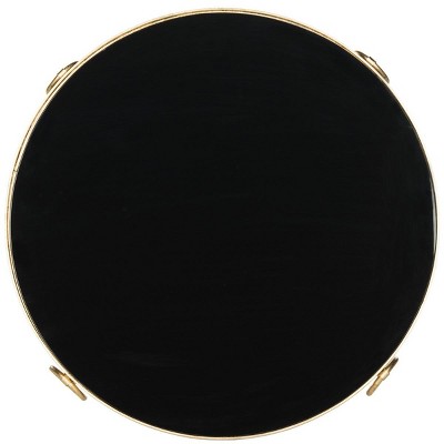Elisha Transitional Round Coffee Table in Gold and Black Glass