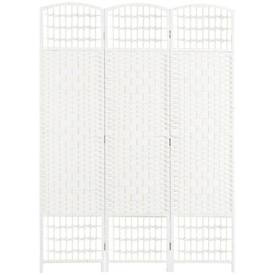 NicBex 5.6' Tall 3-panel Room Divider Folding Privacy Screen for Room Separation, Wave Fiber Freestanding Wall Partition, White