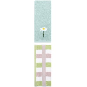REGALWOVEN Chic Pattern Cotton Soft Absorbent Hand Towels for Bathroom 13" x 30"/13" x 29" 2 Pcs - 1 of 4