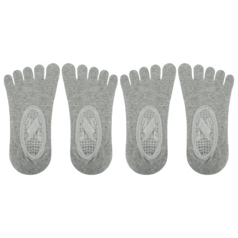 Unique Bargains Non slip Yoga Socks Five Toe Socks Pilates Barre For Women With Grips Gray 2 Pair Target