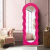 Beautyolove 24 in. W x 63 in. H Irregular Pink Wood Framed Full Length Floor Mirror Wavy Full Body Mirror - 3 of 4