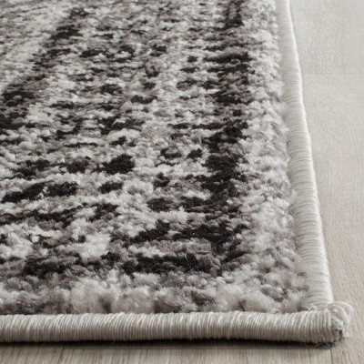 Ivory and Silver Geometric Synthetic Runner Rug