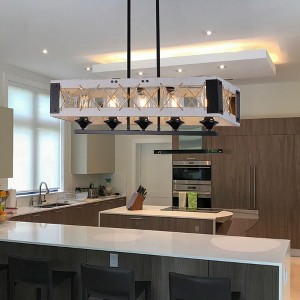 31.5" Industrial Farmhouse Chandelier with Metal Frame and Rope Accents, 5-Light Fixture, Adjustable Height for Dining, Kitchen, or Lounge - 1 of 4