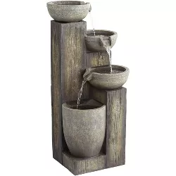 John Timberland Rustic Outdoor Floor Water Fountain with Light LED 40 1/2" High Cascading for Yard Garden Patio Deck Home