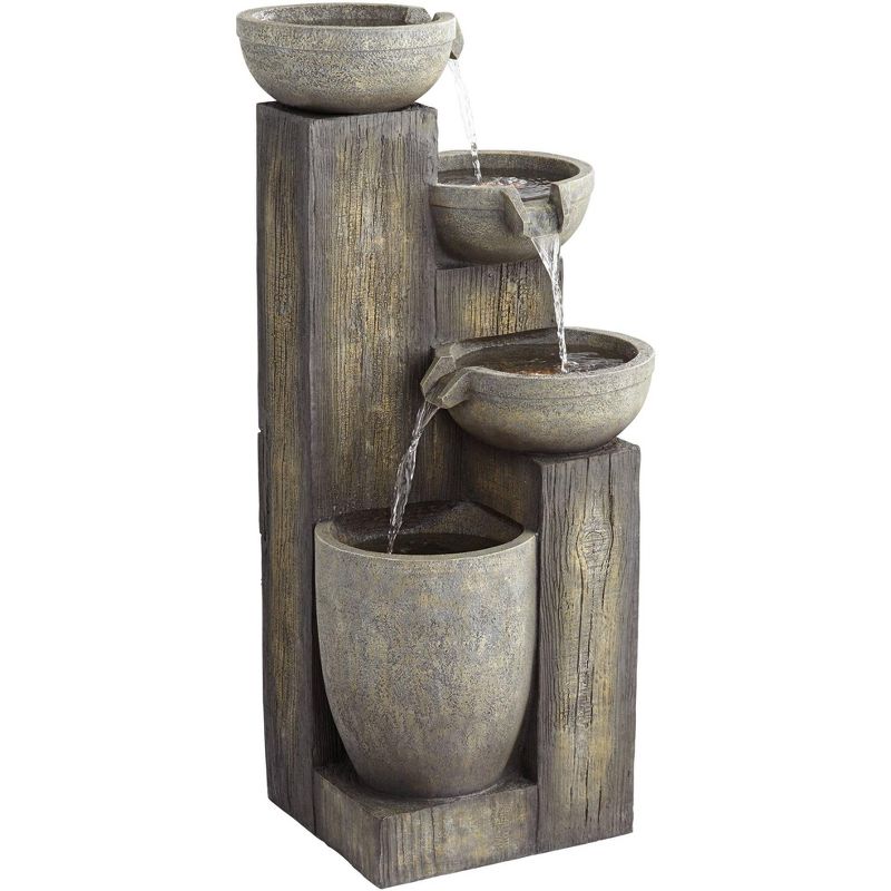 John Timberland Four Tier Rustic Cascading Outdoor Floor Water Fountain with LED Light 40 1/2" for Yard Garden Patio Home Deck Porch House Roof, 1 of 13